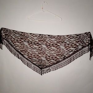 Brown Lace Triangular Scarf